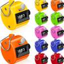 12 Pcs Clicker Counter, ABS Hand Tally Counter, 4 Digit Number Clicker Counters Metal Hand Counters for School Coaching, Knitting, People, Golf, Row, Scoring, Office Stadium (Bright)