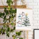 DNEULYR Winter Snowman Christmas Tree Wall Art Poster, Rustic Christmas Wall Decor, Holiday Winter Snowy Xmas Tree Snowman Poster Hanger Frame for Home Bedroom Living Room, 12x16 Inches (color9)