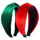 Christmas Knotted Headband for Women, Red Green Knot Velvet Headbands for Christmas Hair Accessories for Women