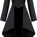 AI'MOURI Renaissance Gothic Tailcoat Halloween Costumes for Women, Medieval Steampunk Corset Victorian Tailcoat Jacket (3X-Large, Black)