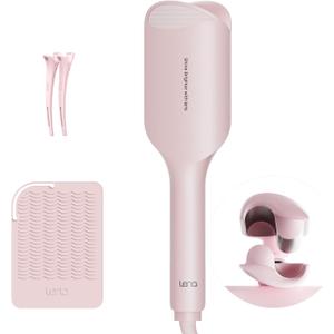 Waver Curling Iron Lena S12 Beach Waver Curling Wand, Hair Tool with 2 Barrels, Anti-Scald Protection, Adjustable Time & Temps, Dual Voltage, Titanium Coating for Effortless, Long-Lasting Waves