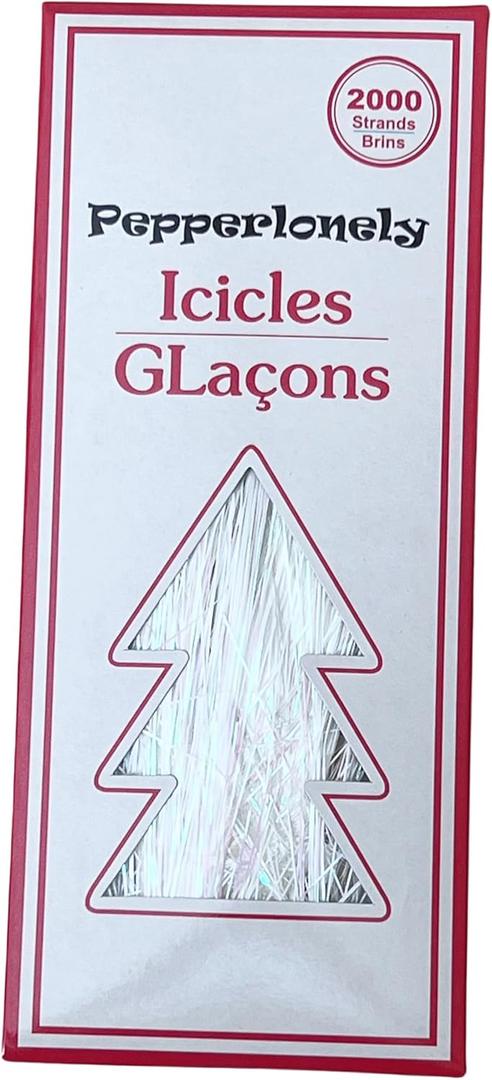 PEPPERLONELY 2000 Strands Icicles Tinsel Tree Christmas Decorations (3#. Iridescent)