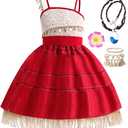 OFIHIDO Princess Costume for Girls,Princess Dress for Kids with Accessories,Halloween Costume for Girls Kids Dress Up (4-5 Years)