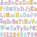 Set of 134 5 Inch Bulletin Board Letters for Classroom Alphabet Numbers Combo Set Cutouts Letter for Bulletin Board Display Chalkboard School Decor (Boho Pastel)