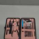 Manicure Set Professional Nail Clippers Kit Pedicure Care Tools- Stainless Steel Women Grooming Kit 18Pcs for Travel or Home (Pink)
