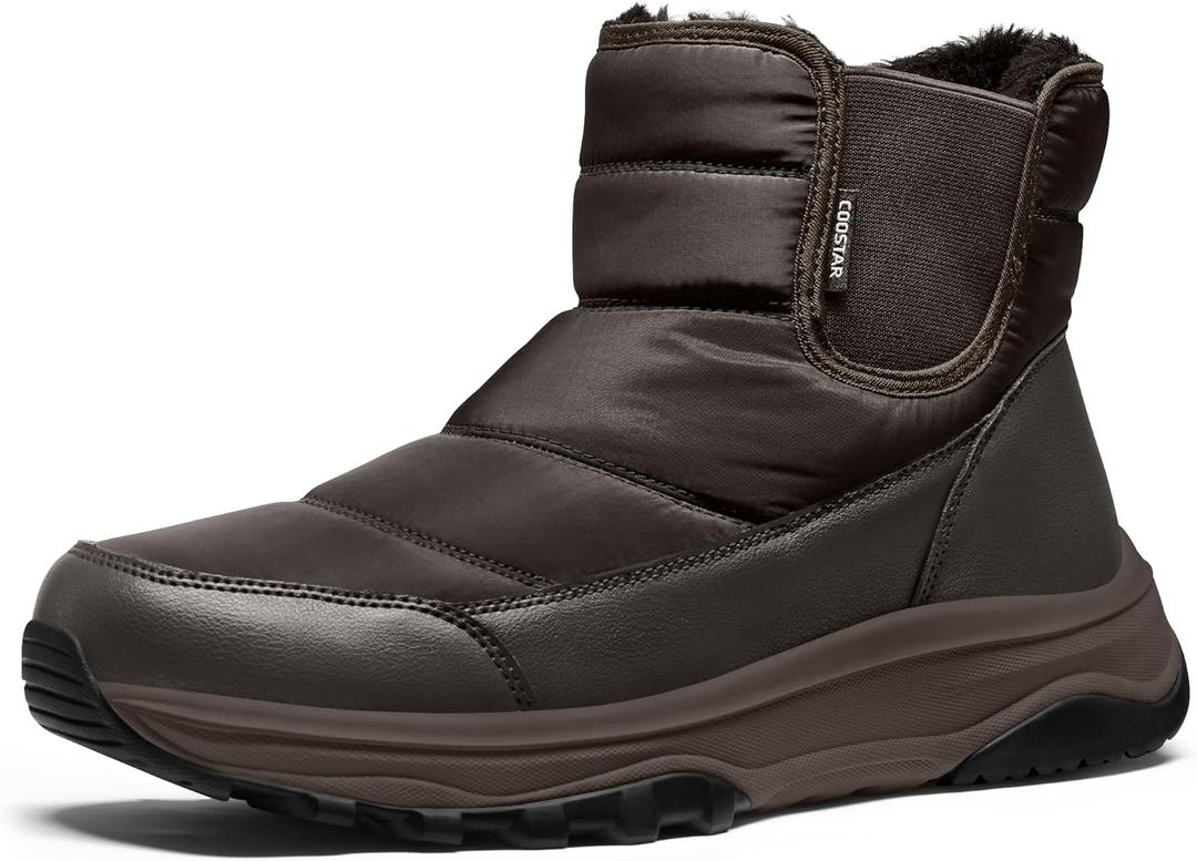 Snow Boots for Men Waterproof Winter Boots with Arch Support Lightweight Outdoor Casual Boot (Black)