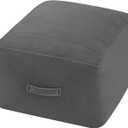 MeMoreCool Square Stuffed Pouf Ottoman Foot Rest, Floor Pouf Foot Stool with Foam Chunk Filling, Soft Stuffed Ottoman Footrest for Living Room, Dark Grey