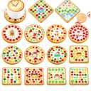 Reallnaive 14 Sets Valentines DIY Mosaic Tiles for Crafts Mixed Color Glass Mosaic Kits Xmas DIY Coasters Kit Make Your Own Stained Glass Coaster for Handmade Holiday Decoration Gift (Stylish Style)