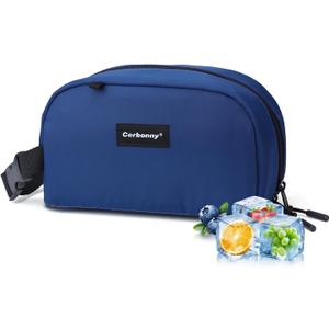 Cerbonny Reusable Lunch Bag, Freezable Insulated Cooler Bag, Leak-Proof, Portable, Navy Blue, 2.5L, 5x9x4 inches