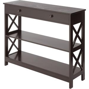 Convenience Concepts Oxford 1-Drawer Console Table 39.5" - Farmhouse Sofa Display with Storage Shelf For Living, Family, & Dining Room, Modern Entryway Hall Table for Kitchen, Bedroom, Espresso
