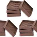 PATIKIL 2.5 Inch Rubber Furniture Pads, 12 Pack Non-Slip Furniture Coasters Square Anti Skid Caster Cups Furniture Feet Cup Floor Protectors for Bed Couch Stoppers, Brown