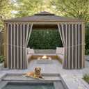 Waterproof Outdoor Curtain W105 x L108 - Grommet Top Sunlight Blocking Window Treatment Drapes Blackout Curtains for Home Bedroom Living Room Outdoor Patio Porch Pergola, Taupe, 2 Panels