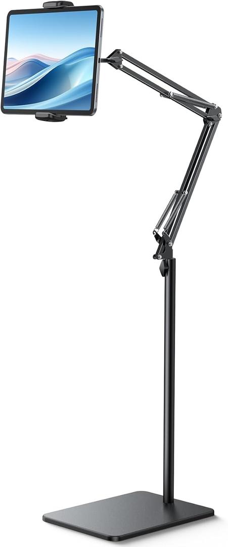 Lamicall Tablet Floor Stand Holder - [55" Height Adjustable][ Flexible Arm] 5lb Base Tablet Holder, Multi Angle Bed Mount Gifts for 4.7-13" Devices, iPad Pro Air, Tabs, E-Readers, Kindle Accessories