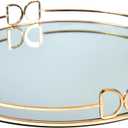 Decorative Tray Metal Mirrored Round Serving Trays with Butterfly Handles Perfume Jewelry Trinket Organizer for Bathroom Vanity Home Dcor (Gold, 16")