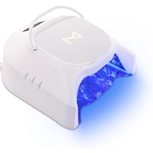 M - GlowPro Professional Hybrid 86W Wireless Rechargeable UV LED Nail Curing Lamp Cordless Nail Dryer for Gel Nails, Manicure, Pedicure (White)