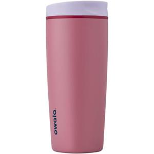 Owala SmoothSip Slider Insulated Stainless Steel Coffee Tumbler, Reusable Iced Coffee Cup, Hot Coffee Travel Mug, BPA Free 20 oz, Purple/Pink (Crochet Queen)