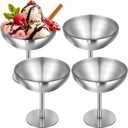 4Pcs Stainless Steel Dessert Cup, 5.4oz Ice Cream Footed Bowls, 4.3 inch Hight Stainless Steel Serving Desserts Bowls Cups Sauce Bowl for Dessert Cups Sundae Fruit Snack Party
