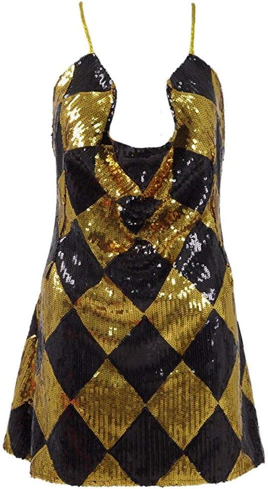 RongJun Womens HQ Harley Dress Cosplay Costume Gold (Large)