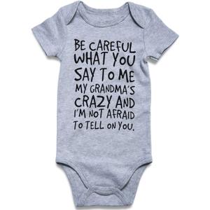 Loveternal Neutral Baby Girls Boys Cotton Romper Cute Saying Newborn Clothes 0-12 Months (Gray)