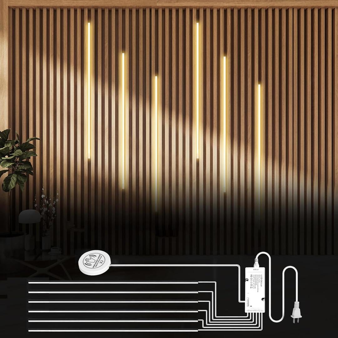 Dimmable LED Recessed Lighting for Acoustic Panel Cuttable Soft 3000K COB Hanging Strip Light with Touch Sensor for Wood Accent Groove Slat Wall Panel, Themed Space, Headboards, Home Gym Decoration