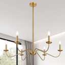 Jonsi Modern Gold Chandelier for Dining Room,35 Inch Brushed Brass Chandelier Light Fixture, Dining Room Light Fixtures Over Table