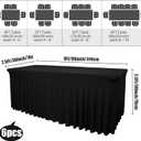 6 Pack Black Table Skirt, 96x30x30 Inch Stretch Spandex Fitted Table Cover for 8ft Rectangle Tables, Washable Wrinkle-Resistant Skirt for Party, Banquet, Wedding Decor