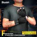 ihuan Ventilated Weight Lifting Gym Workout Gloves with Wrist Wrap Support for Men & Women, Full Palm Protection, for Weightlifting, Training, Fitness, Hanging, Pull ups (Black, X-Large)