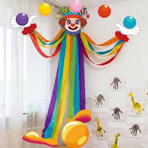 Epakh Carnival Circus Party Decorations Large Size 3D Clown Door Decor Funny Rainbow Circus Clown Performer Paper Cutouts for Carnival Birthday Party Classroom Bulletin Board Wall Chalkboard Decor