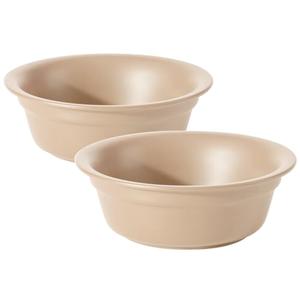 Havniva Ceramic Set of 2 Dog and Cat Bowls, 2pcs Basic 1 Cup Food or 7.8 oz Water Dishes for Puppy, Kitty, Wide Opening Rounded Edge (2 Bowls, Oat Beige)