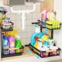 Miyawell Under Sink Organizer, 2 Pack 2 Tier Under Sink Organizers and Storage, Slide out Pull Out Cabinet Organizer Shelf, Metal Drawers Shelves for Kitchen Bathroom Closet Organization
