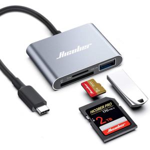 Hicober USB C to SD, Micro SD Memory Card Reader, Type C to SD Card Reader Adapter 2TB Capacity for MacBook Camera Android Windows Linux and Other Type C Device-Space Grey
