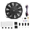 Universal 8-Inch Slim Electric Radiator Cooling Fan Kit  12V 80W with Thermostat, Relay, Wiring Harness & Mounting Kit, Universal Fit  Black