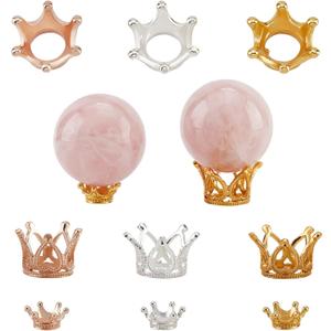 30Pcs Alloy Crystal Ball Stands 3 Colors Crown Shaped Crystal Ball Stand Display Holder Stand for Eggs Balls Sphere Display Desktop Decoration