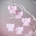 12 Pcs Pink Bow Ornament for Christmas Tree 3D Coquette Bow Hanging Ornaments 2.8 x 3.1 Inches Pink Glitter Hanging Decorations with Rope for Xmas Tree Coquette Bachelorette Party Decor