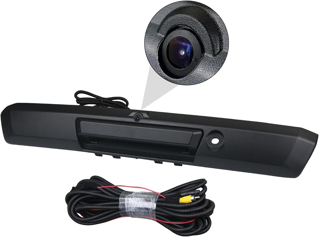 TQPONLY Tailgate Handle with Rear View Backup Camera,Compatible with 2017-2020 Ford F250 F350 F450 F550 Super Duty Pickup Rear Door Latch Handle (Textured Black)