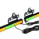 ASPL 2x16.8 inch Emergency Flashing LED Traffic Advisor Strobe Light Bar 32LED 26 Flash Patterns Interior Safety Warning Lights (Amber/Green)