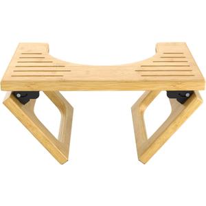 AmazerBath 8.5 Inches Bamboo Toilet Stool Squat for Adults, Collapsible Poop Stool for Bathroom, 0.79" Thickness Squatting Potty with Non-Slip Strip, Space-Saving, Natural Color