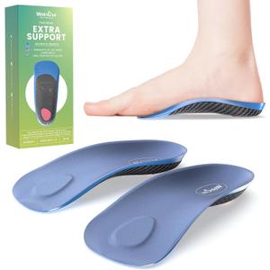 Semi-Rigid Arch Support Inserts for Men Women - Welnove Work Boot Insole for Walking or Standing All Days,3/4 Length Heel Pain Relief Insert for Flat Feet,Shoe Insoles for Women 10.5-13 Men 8.5-12