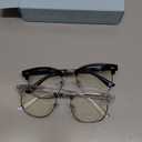 racico Eyewear Frame for Men and Women, Fashion Vintage Classic Blue Light Glasses Semi-Rimless Half Frame (Black)