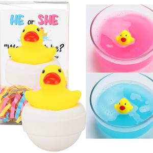2 Pcs Duck Gender Reveal, Bath Bomb Ducks Pink or Blue for Baby Shower Party Gift with PVC Box, Card & Confetti for Gender Reveal Birthday Party Decorations