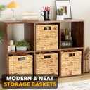 SpaceAid 4 Pack Wicker Basket, Storage Baskets for Organizing, Woven Rattan Basket with Handles for Shelves, Water Hyacinth Large Cube Organizer Storage Bin, 12x12x12 inch, Natural