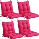 ADLIVWYD Seat & Back Combined Outdoor Chair Cushion, Set of 4, Comfort Tufted Replacement Dining Chair Cushion with Ties for Patio Furniture, 40x20x4 inches (Pink) 