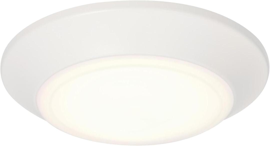 Westinghouse 6133700 Makira Traditional One-Light, 6 Inch 11 Watt Dimmable LED Indoor/Outdoor Surface Mount Fixture with Color Temperature Selection, White Finish, Frosted Acrylic Shade