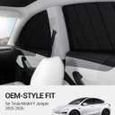 BASENOR [Upgraded Gen2] Tesla Model Y Juniper Side Window Sunshade 2025 2026, 7PCS Full Set Wrinkle-Free Window Covers for Kids, Camping & Privacy Rest, Rear Windshield Reflective UV Protection