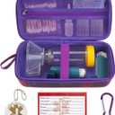 YouKnow Travel Carrying Case for Asthma Inhaler, Inhaler Spacer for Adults and Children, Mask, Inhaler Holder with Asthma Warning Label and Medical Card, with Carabiner (Case Only) (Galaxy)