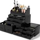 READAEER Makeup Cosmetic Organizer Storage Drawers Display Boxes Case with 12 Drawers (Black)