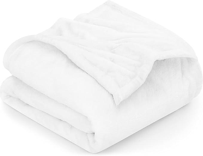 Utopia Bedding Fleece Blanket King Size White 300GSM Luxury Anti-Static Fuzzy Soft Microfiber Bed Blanket 160x160"
