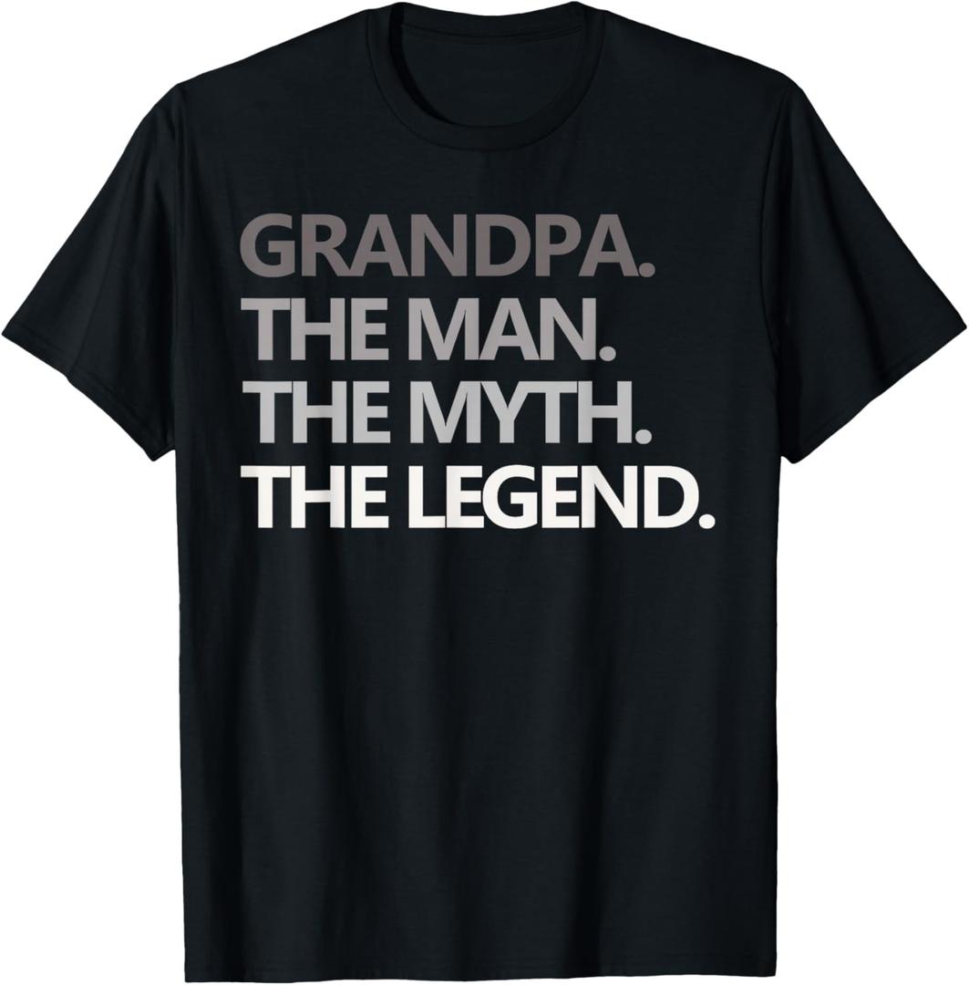 Grandpa The Man The Myth The Legend Men Gift Father's Day T-Shirt, XL, Black