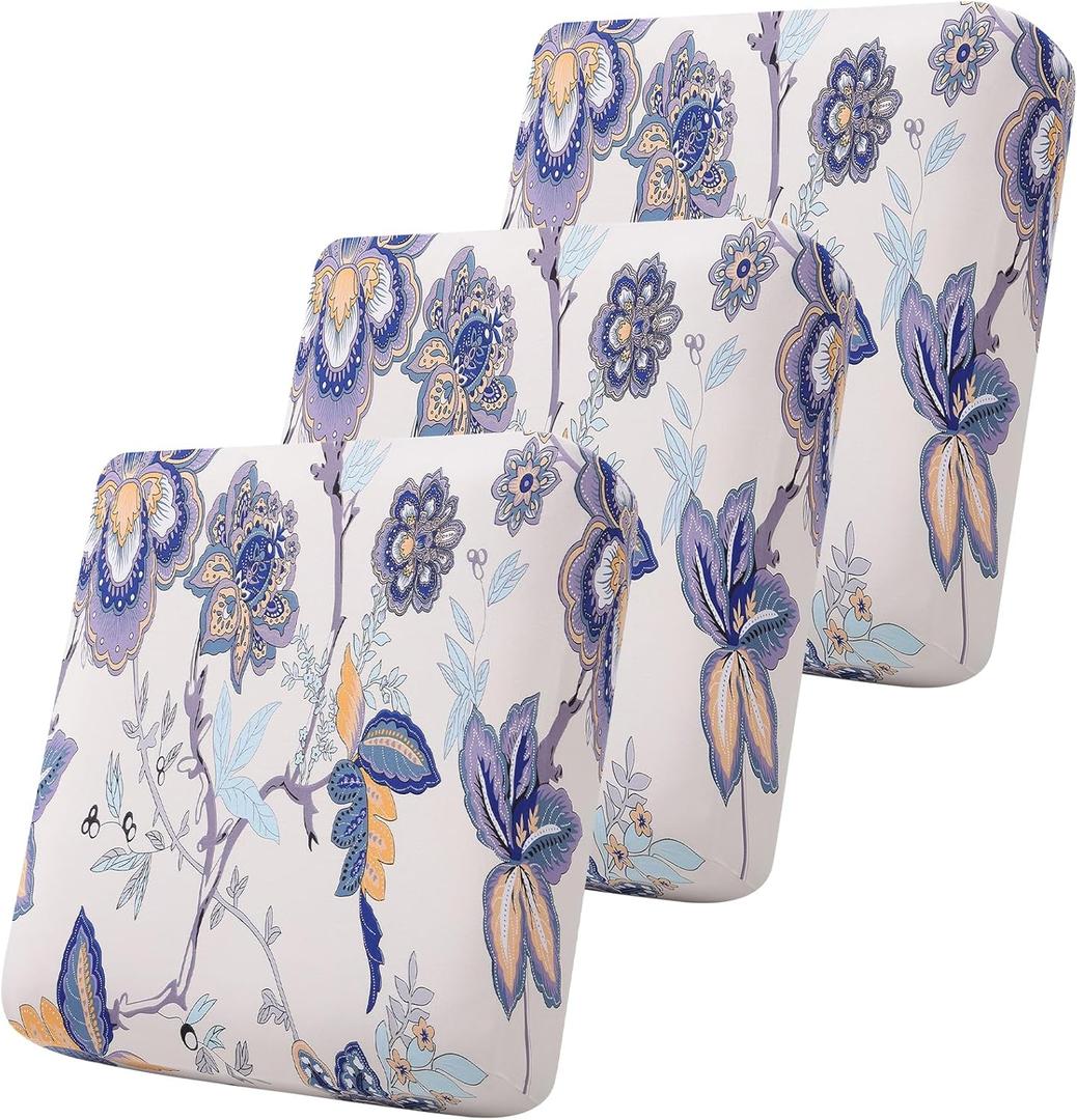 Smiry Printed Couch Cushion Covers, Stretch Soft Couch Covers for Sofa, Washable Non-Slip Sofa Slipcover Furniture Protector for Indoor and Outdoor (3 Pack, Beige)