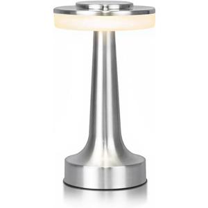 Cordless Metal Desk Lamp, Touch Sensor Control LED Table Lamp,3 Color Stepless Dimmable Battery Powered Lamp for Living Room, Dorm, Home Office (Silver)